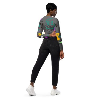 Recycled long-sleeve crop top - Pacman - Image 4